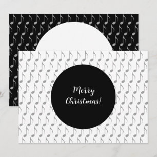 Chic Houndstooth Musical Notes Merry Kerstry Feestdagenkaart
