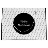 Chic Houndstooth Musical Notes Merry Kerstry Groot Cadeauzakje (Voorkant)