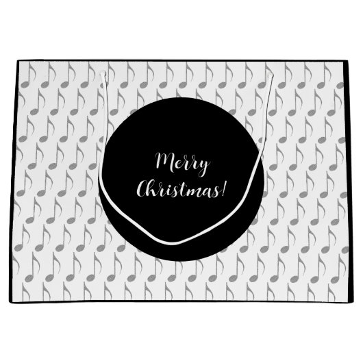 Chic Houndstooth Musical Notes Merry Kerstry Groot Cadeauzakje (Voorkant)