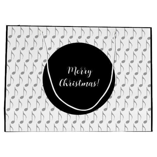 Chic Houndstooth Musical Notes Merry Kerstry Groot Cadeauzakje (Achterkant)