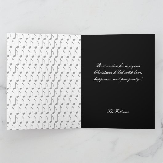 Chic Houndstooth Musical Notes Merry Kerstry Kaart (Binnen)