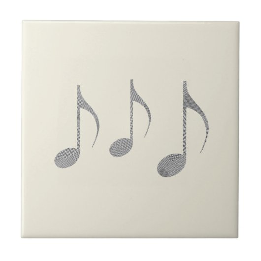 Chic Houndstooth Musical Notes Patroon Tegeltje (Voorkant)