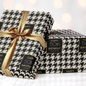 Chic Houndstooth Patroon Verjaardag 50e Gebroken W Cadeaupapier