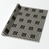 Chic Houndstooth Patroon Verjaardag 50e Gebroken W Cadeaupapier (Uitgerold)