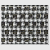 Chic Houndstooth Patroon Verjaardag 50ste Zwart Wi Cadeaupapier (Vlak)