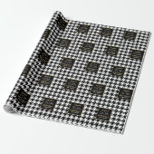 Chic Houndstooth Patroon Verjaardag 50ste Zwart Wi Cadeaupapier (Uitgerold)