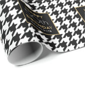 Chic Houndstooth Patroon Verjaardag 50ste Zwart Wi Cadeaupapier (Rol Hoek)
