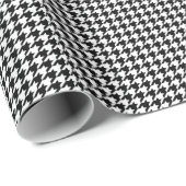 Chic Houndstooth Patroon Zwart & Wit Verjaardag Cadeaupapier (Rol Hoek)