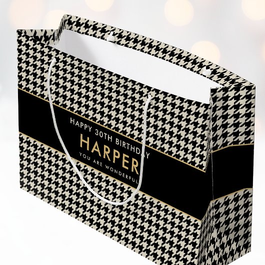Chic Houndstooth Verjaardag Elke Leeftijd 30e Gebr Groot Cadeauzakje