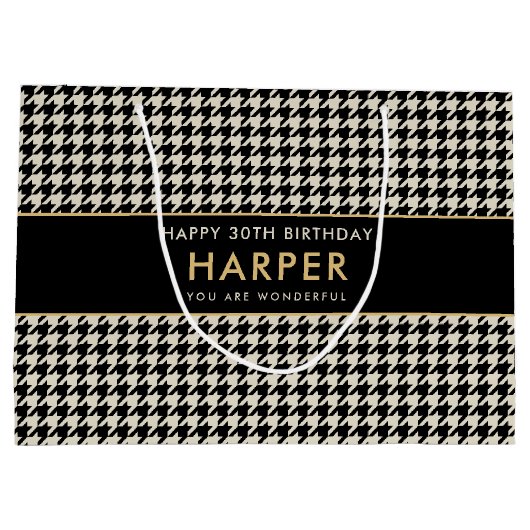 Chic Houndstooth Verjaardag Elke Leeftijd 30e Gebr Groot Cadeauzakje (Achterkant)