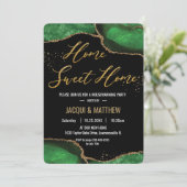 Chic Housewarming Party Emerald Green Agate Marble Kaart (Staand voorkant)