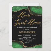 Chic Housewarming Party Emerald Green Agate Marble Kaart (Voorkant)