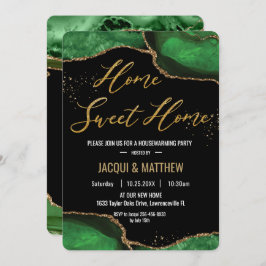 Chic Housewarming Party Emerald Green Agate Marble Kaart