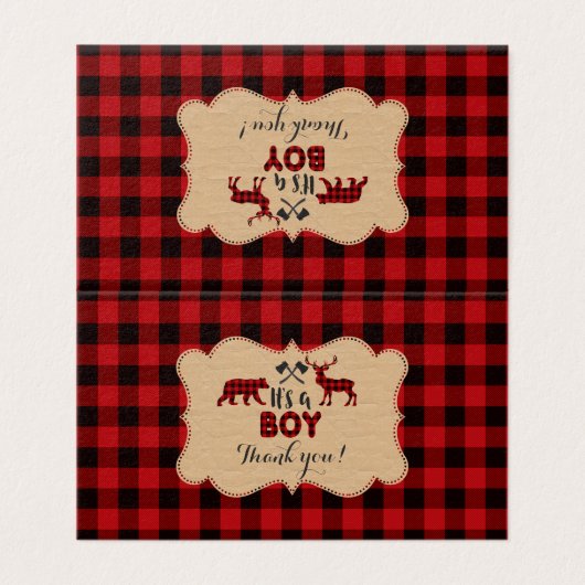 Chic Houthakker Rode Buffalo Baby Shower Bedankt Kaart (Buitenkant ongevouwen)