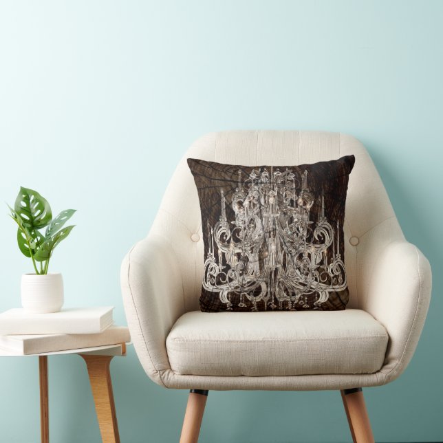 Chic Houtkorrel Franse Country Crystal Kroonluchte Kussen (Stoel)