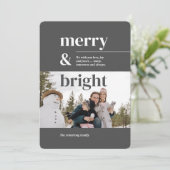 Chic houtskool moderne foto vrolijk helder feestdagenkaart (Staand voorkant)