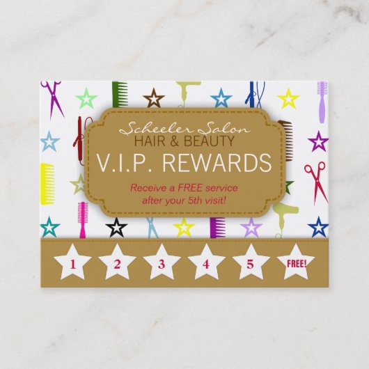 Chic Hues Multicolor Salon Loyalty Rewards-kaart (Voorkant)