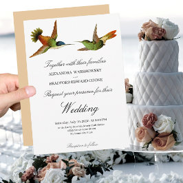 Chic Hummingbird bruiloft uitnodiging Struik Roze