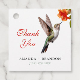 Chic Hummingbird en Oranje Flower Wedding Bedankjes Labels