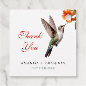 Chic Hummingbird en Oranje Flower Wedding Bedankjes Labels (Achterkant)
