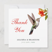 Chic Hummingbird en Oranje Flower Wedding Bedankkaart (Voorkant)