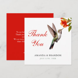Chic Hummingbird en Oranje Flower Wedding Bedankkaart