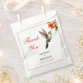 Chic Hummingbird en Oranje Flower Wedding Bedankzakje (Geknipt)