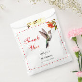 Chic Hummingbird en Oranje Flower Wedding Bedankzakje (Gezegeld)