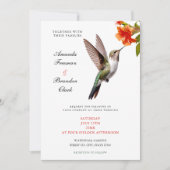 Chic Hummingbird en Oranje Flower Wedding Kaart (Voorkant)