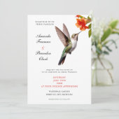 Chic Hummingbird en Oranje Flower Wedding Kaart (Staand voorkant)