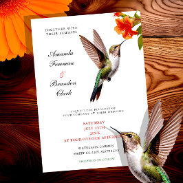 Chic Hummingbird en Oranje Flower Wedding Kaart