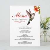 Chic Hummingbird en Oranje Flower Wedding Menu (Staand voorkant)
