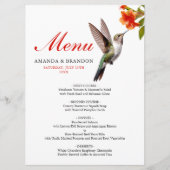 Chic Hummingbird en Oranje Flower Wedding Menu (Voorkant)