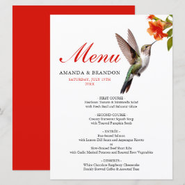 Chic Hummingbird en Oranje Flower Wedding Menu