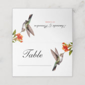 Chic Hummingbird en Oranje Flower Wedding Plaatskaartje (Buitenkant ongevouwen)