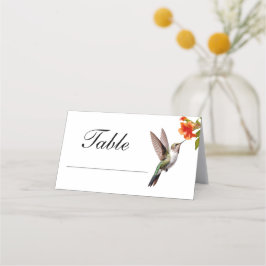 Chic Hummingbird en Oranje Flower Wedding Plaatskaartje