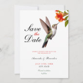 Chic Hummingbird en Oranje Flower Wedding Save The Date (Voorkant)