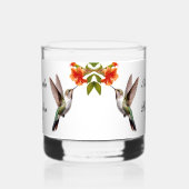 Chic Hummingbird en Oranje Flower Wedding Whisky Glas (Links)
