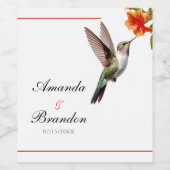 Chic Hummingbird en Oranje Flower Wedding Wijn Etiket (Enkel label)