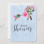 Chic Hummingbird Floral Key Baby Boy Shower Kaart (Achterkant)