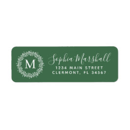 Chic Hunter Green Monogram Return Address Label