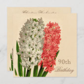 Chic  Hyacinths 90th Birthday Kaart (Voorkant / Achterkant)
