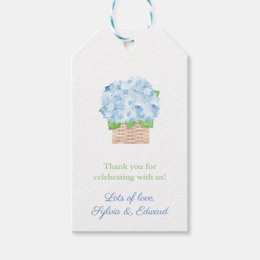 Chic Hydrangea Basket Summer Wedding Shower Cadeaulabel (Voorkant)