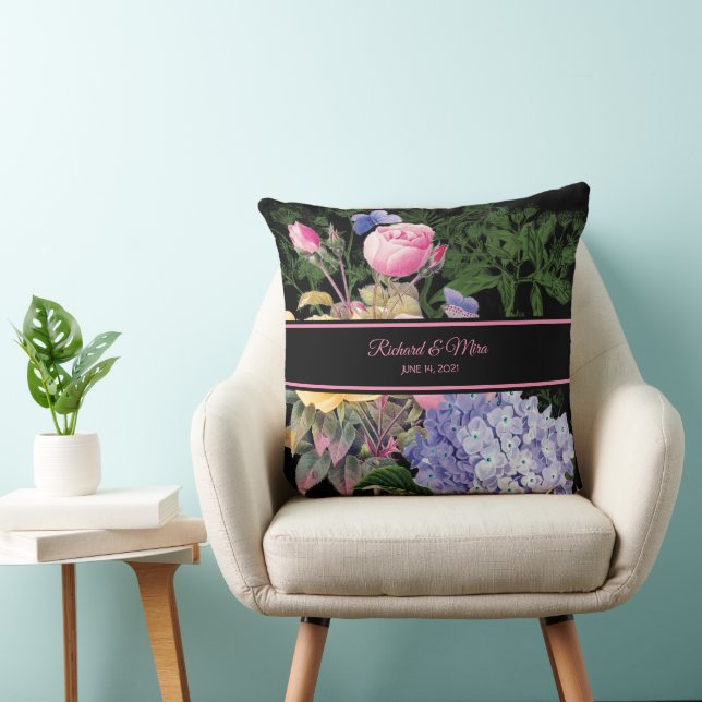 Chic Hydrangea en Rozen keepomwille Sierkussen (Stoel)