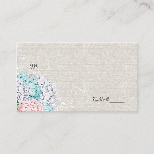 Chic Hydrangeas Wedding Place Card Plaatskaartje (Voorkant)