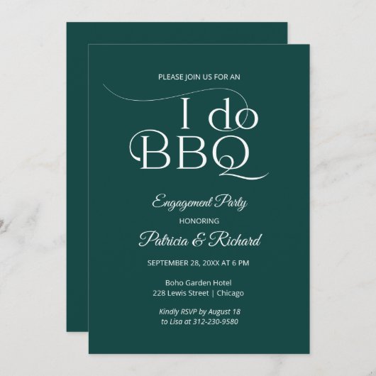 Chic I DO BBQ Engagement Party Aankondiging (Voorkant / Achterkant)