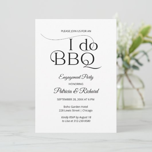 Chic I DO BBQ Engagement Party Aankondiging (Staand voorkant)