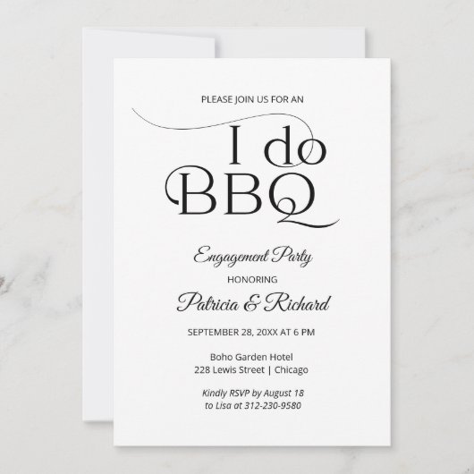 Chic I DO BBQ Feestelijke Uitnodiging (Voorkant)