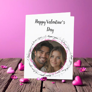 Chic I Love You Valentijn aangepaste foto Feestdagen Kaart