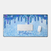 Chic ice blue ombre glitter druppelt monogram note bureaumat (Keyboard & Muis)